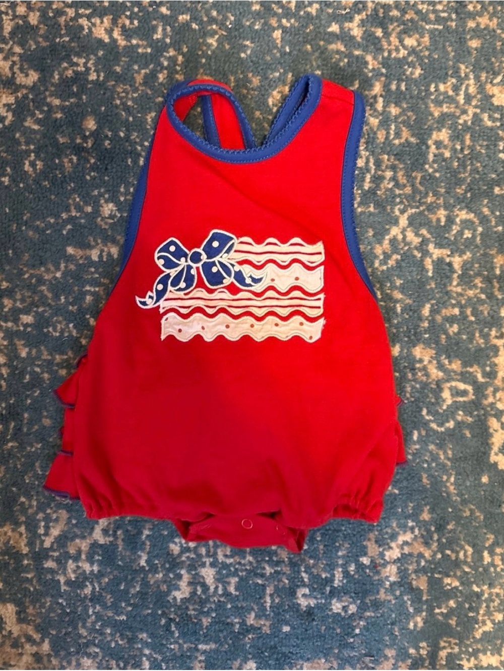 Red Kids One-Piece Romper with Bow Accent